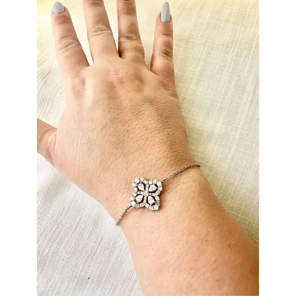 Cubic Zirconia dainty chain bracelet stainless steel